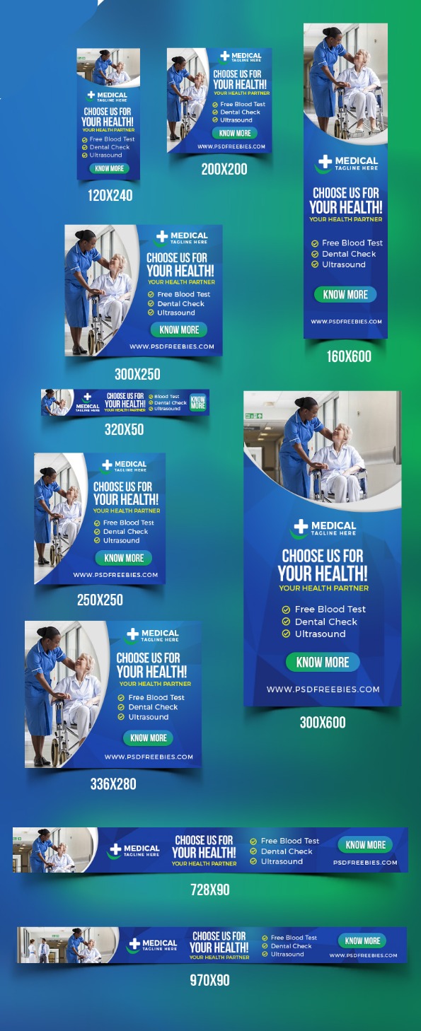 مجموعه بنر تبلیغاتی کلینیک پزشکی لایه باز