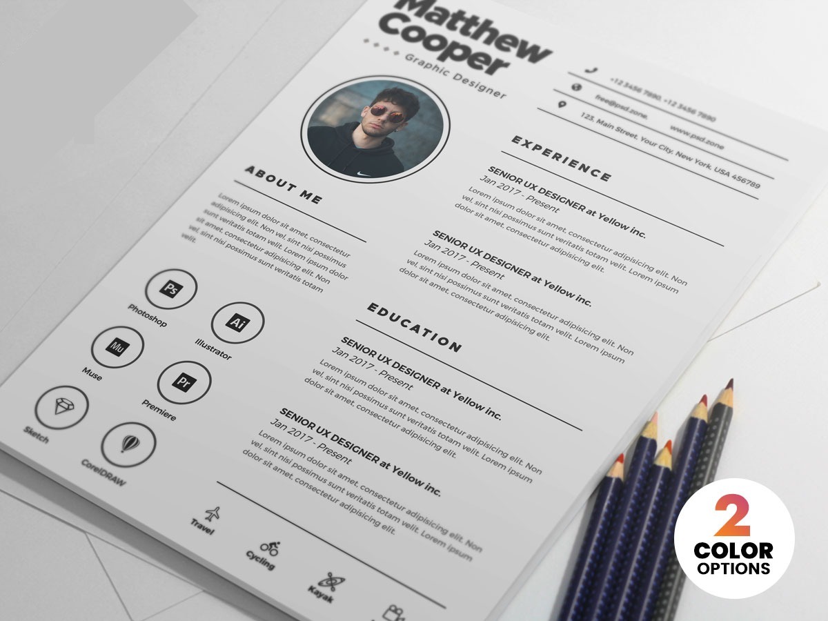 Clean Resume CV PSD Template_6636ac673bad9.jpeg طرح لایه باز رزومه مدل امتحانی